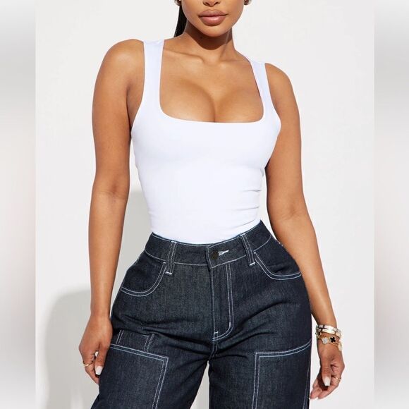 Fashion Nova Tops - Adriana Smooth Fit Bodysuit - White